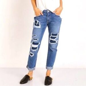 Lovers + Friends Ezra Slim Boyfriend Jeans Cypress Sz 29 Made in USA 100% cotton